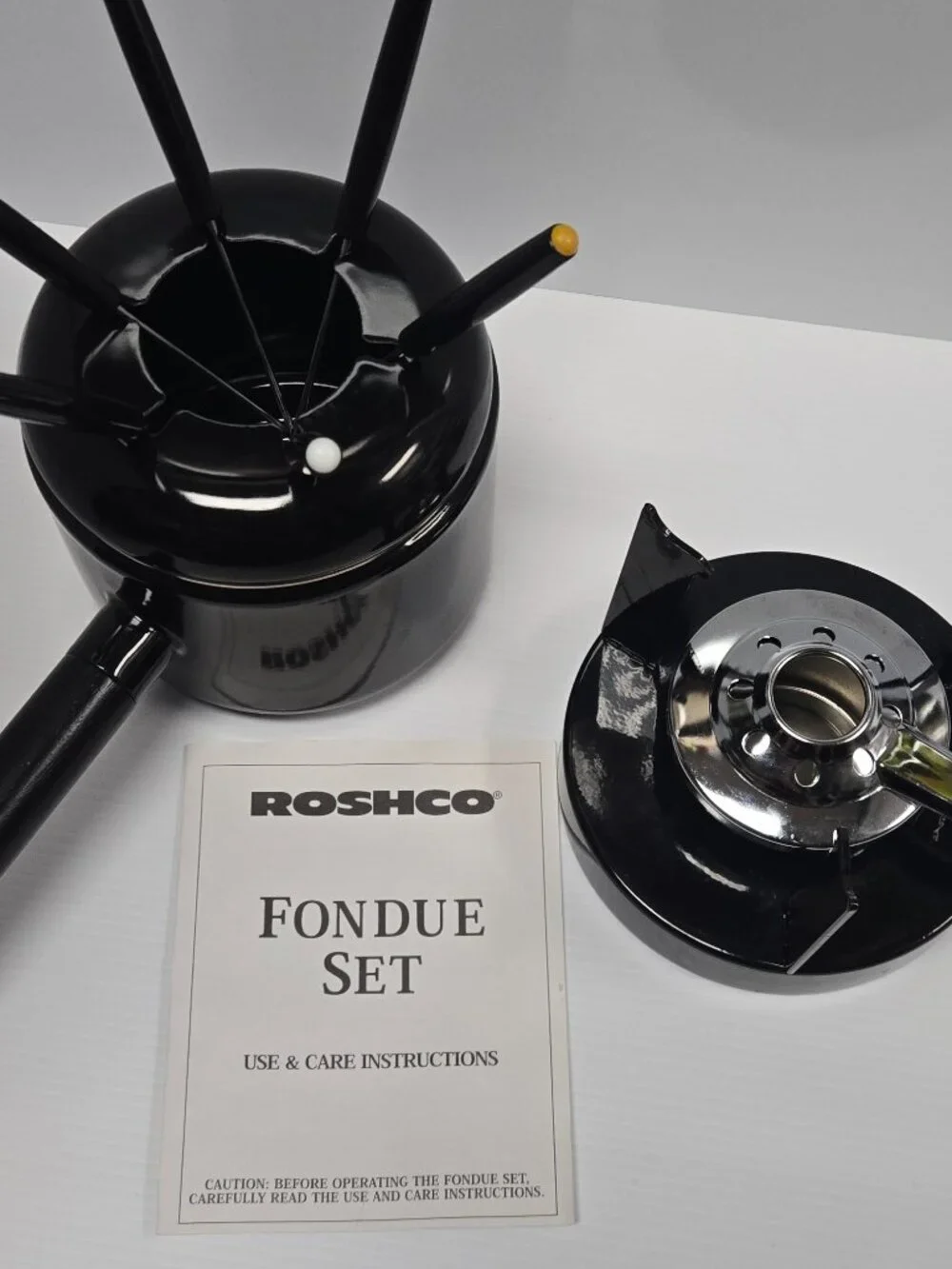Roshco Porcelain Enamel Fondue Pot 10 Piece Set 58901BK
